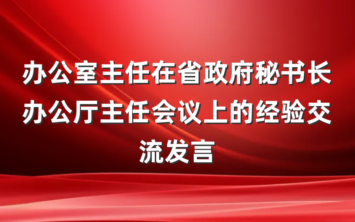 办公室主任在省政府秘书长办公厅主任会议上的经验交流发言