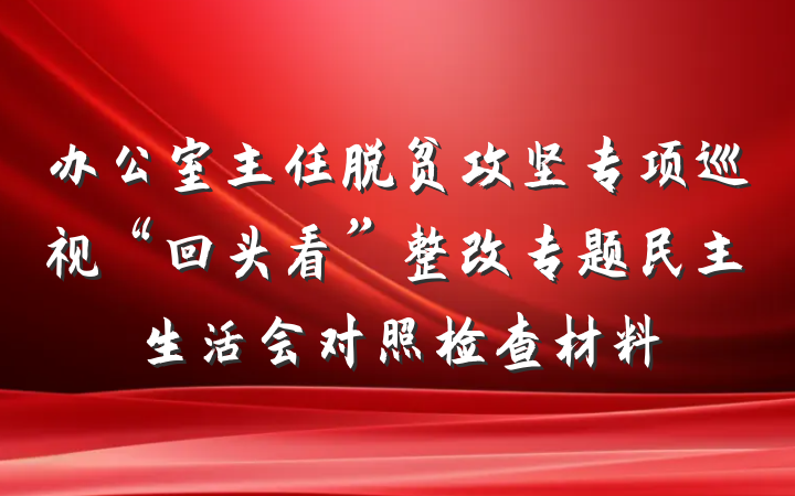 办公室主任脱贫攻坚专项巡视“回头看”整改专题民主生活会对照检查材料