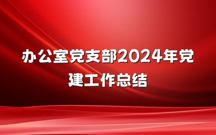 办公室党支部2024年党建工作总结