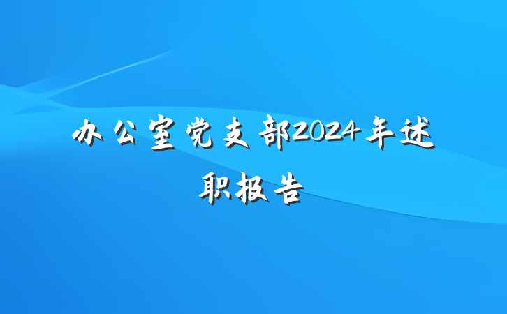 办公室党支部2024年述职报告