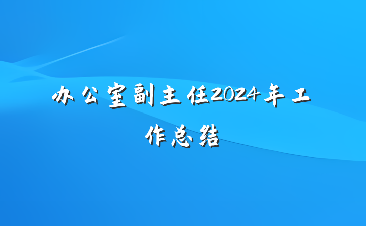 办公室副主任2024年工作总结