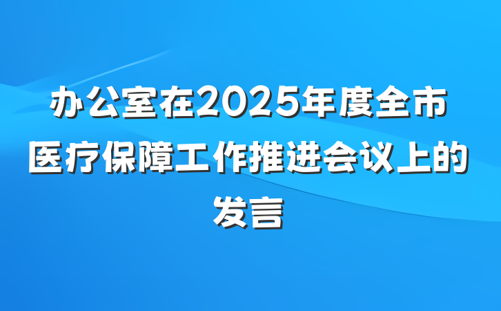 办公室在2025年度全市医疗保障工作推进会议上的发言