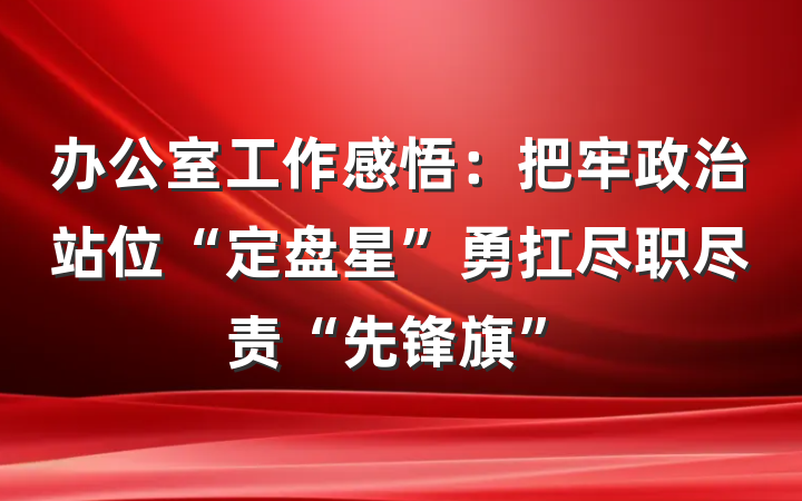 办公室工作感悟：把牢政治站位“定盘星”勇扛尽职尽责“先锋旗”