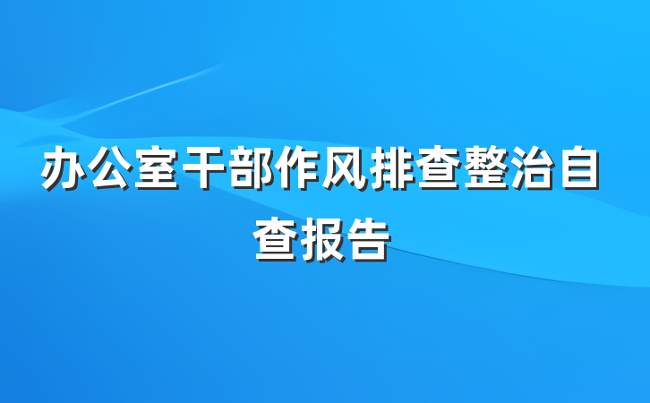 办公室干部作风排查整治自查报告