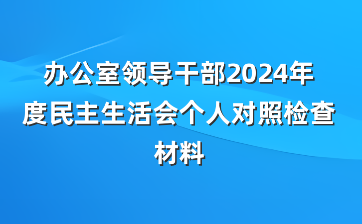 办公室领导干部2024年度民主生活会个人对照检查材料