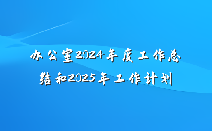 办公室2024年度工作总结和2025年工作计划