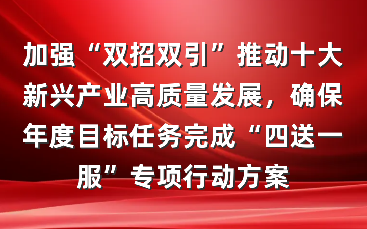 加强“双招双引”推动十大新兴产业高质量发展，确保年度目标任务完成“四送一服”专项行动方案
