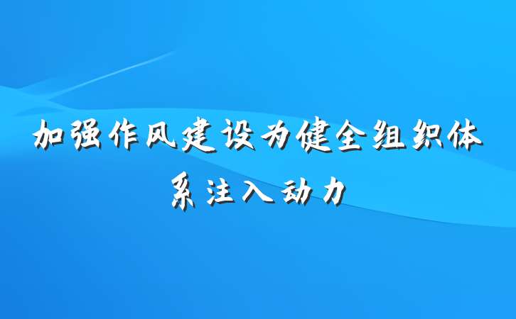 加强作风建设为健全组织体系注入动力