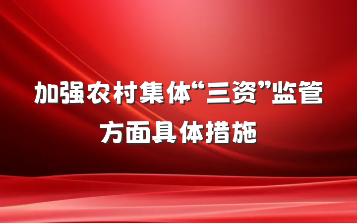 加强农村集体“三资”监管方面具体措施