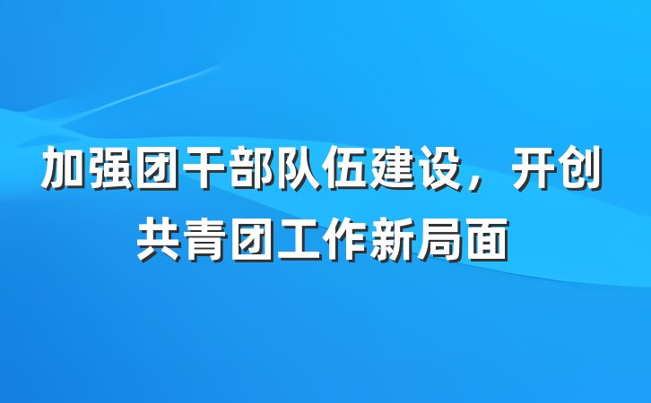 加强团干部队伍建设，开创共青团工作新局面