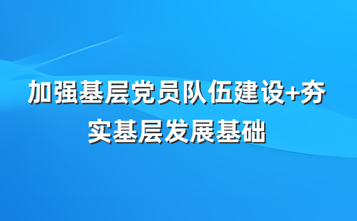 加强基层党员队伍建设 夯实基层发展基础