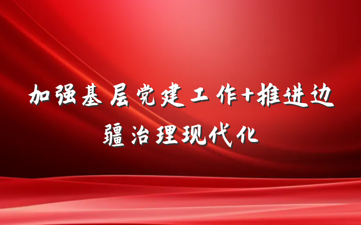 加强基层党建工作 推进边疆治理现代化