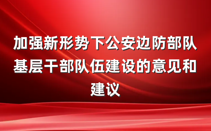 加强新形势下公安边防部队基层干部队伍建设的意见和建议