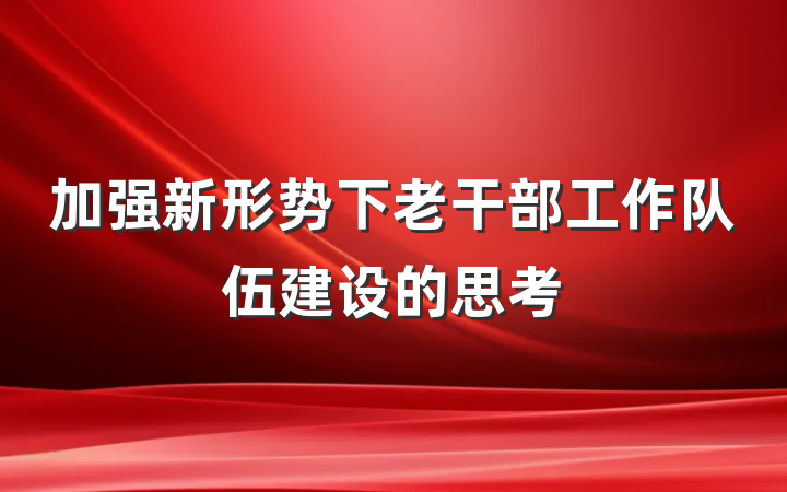 加强新形势下老干部工作队伍建设的思考