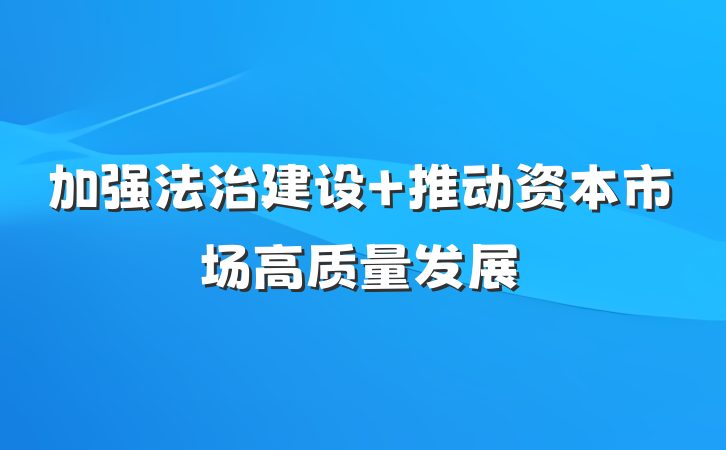 加强法治建设 推动资本市场高质量发展