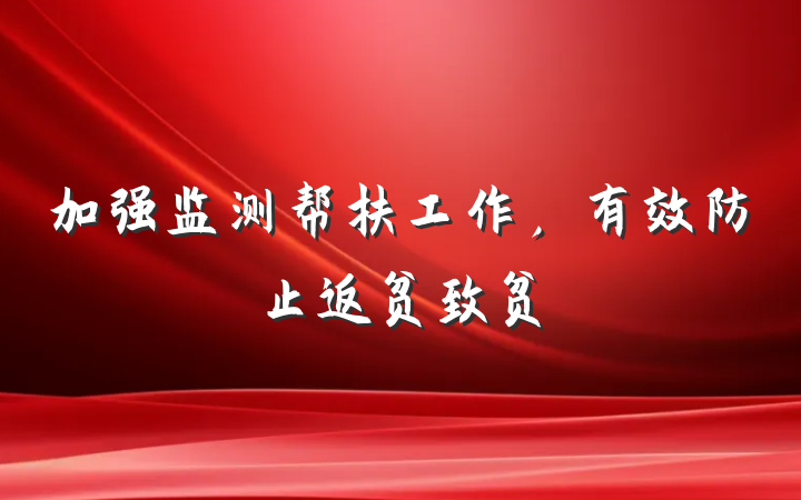 加强监测帮扶工作，有效防止返贫致贫