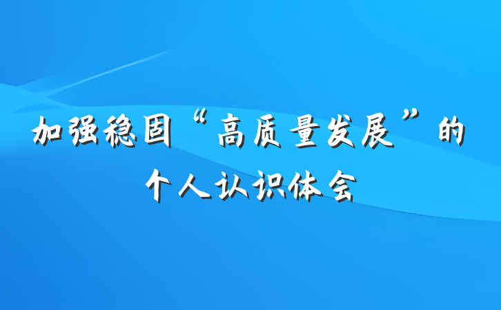 加强稳固“高质量发展”的个人认识体会