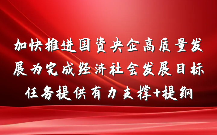 加快推进国资央企高质量发展为完成经济社会发展目标任务提供有力支撑 提纲