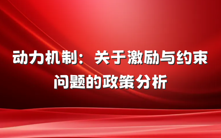 动力机制：关于激励与约束问题的政策分析