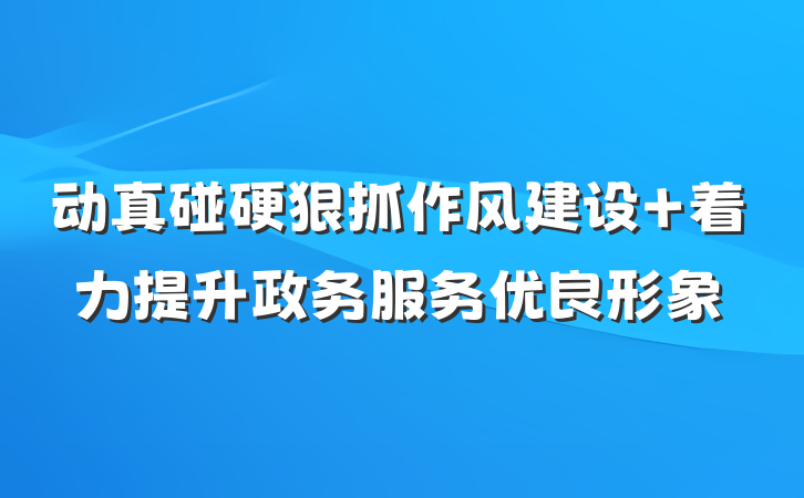 动真碰硬狠抓作风建设 着力提升政务服务优良形象