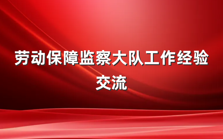 劳动保障监察大队工作经验交流