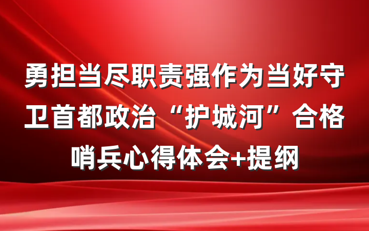 勇担当尽职责强作为当好守卫首都政治“护城河”合格哨兵心得体会 提纲