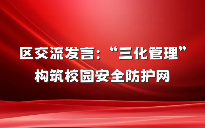 区交流发言：“三化管理”构筑校园安全防护网