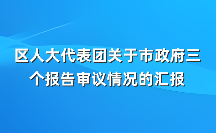 区人大代表团关于市政府三个报告审议情况的汇报