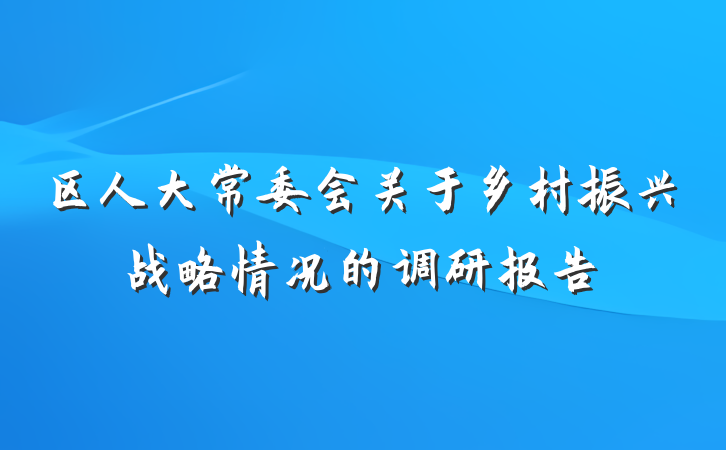 区人大常委会关于乡村振兴战略情况的调研报告