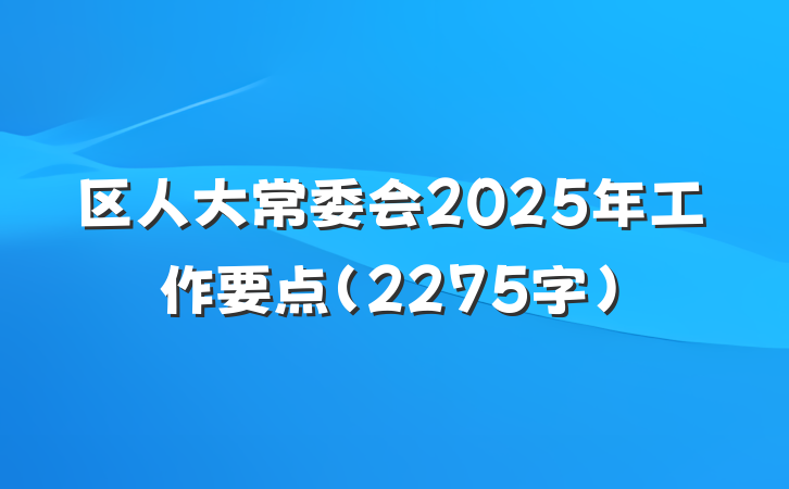 区人大常委会2025年工作要点（2275字）