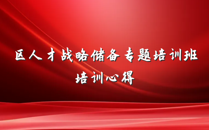 区人才战略储备专题培训班培训心得