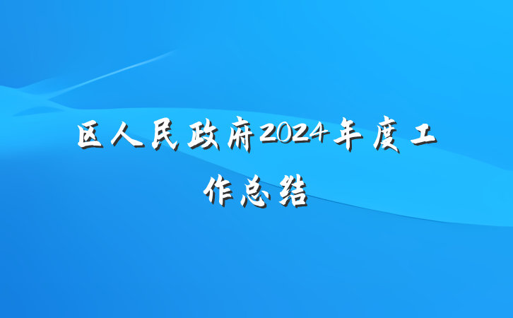 区人民政府2024年度工作总结