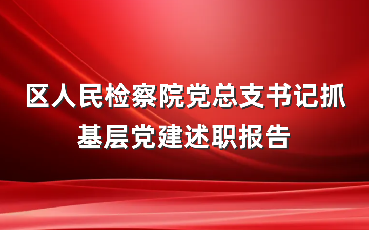 区人民检察院党总支书记抓基层党建述职报告