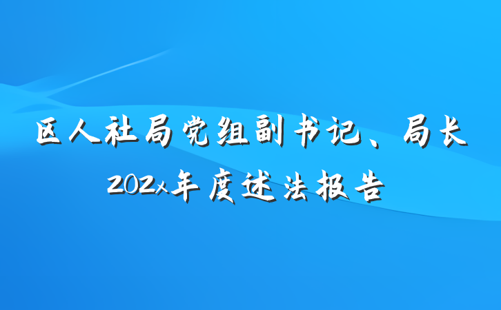 区人社局党组副书记、局长202x年度述法报告