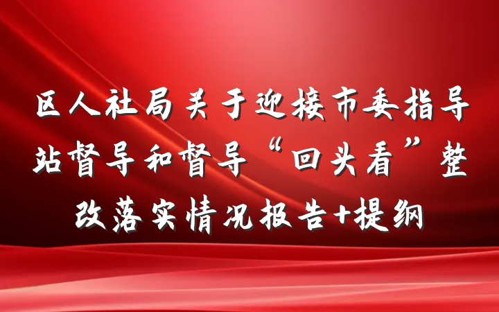 区人社局关于迎接市委指导站督导和督导“回头看”整改落实情况报告 提纲