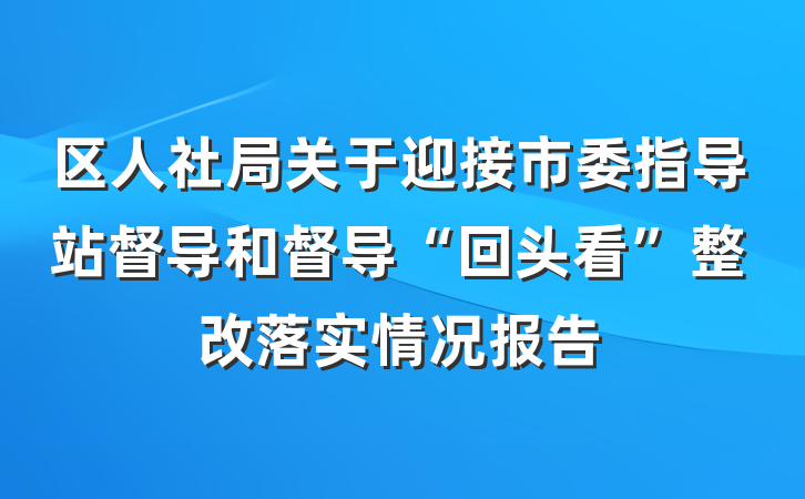 区人社局关于迎接市委指导站督导和督导“回头看”整改落实情况报告