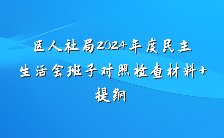 区人社局2024年度民主生活会班子对照检查材料 提纲