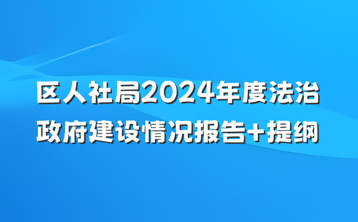 区人社局2024年度法治政府建设情况报告 提纲