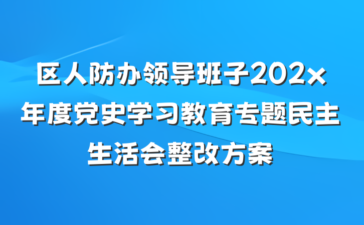 区人防办领导班子202x年度党史学习教育专题民主生活会整改方案