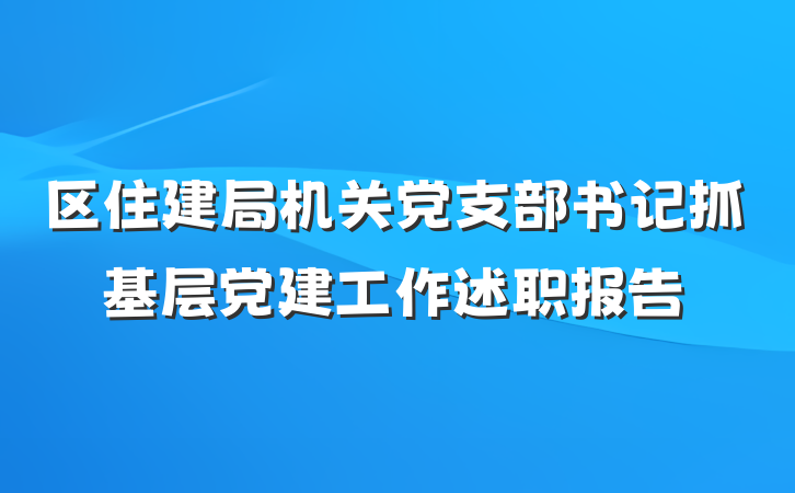 区住建局机关党支部书记抓基层党建工作述职报告