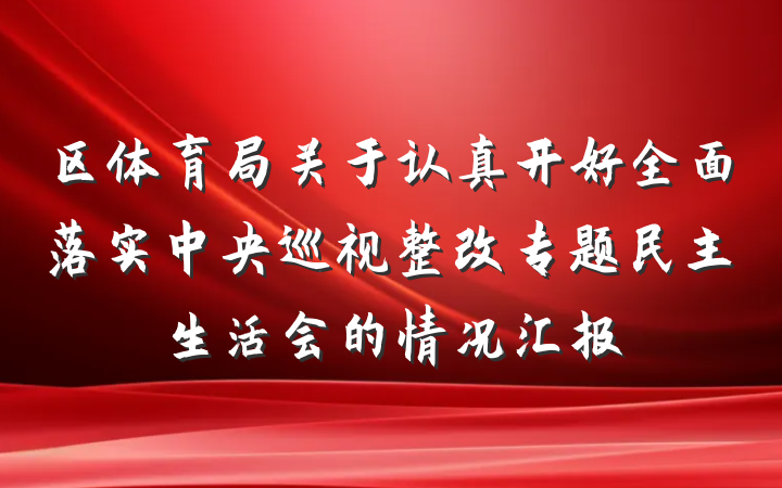 区体育局关于认真开好全面落实中央巡视整改专题民主生活会的情况汇报