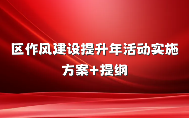 区作风建设提升年活动实施方案 提纲