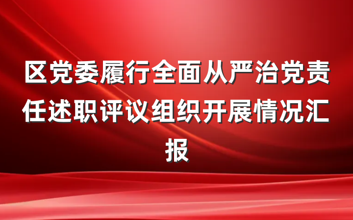 区党委履行全面从严治党责任述职评议组织开展情况汇报