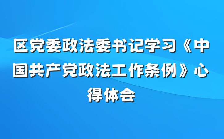 区党委政法委书记学习《中国共产党政法工作条例》心得体会