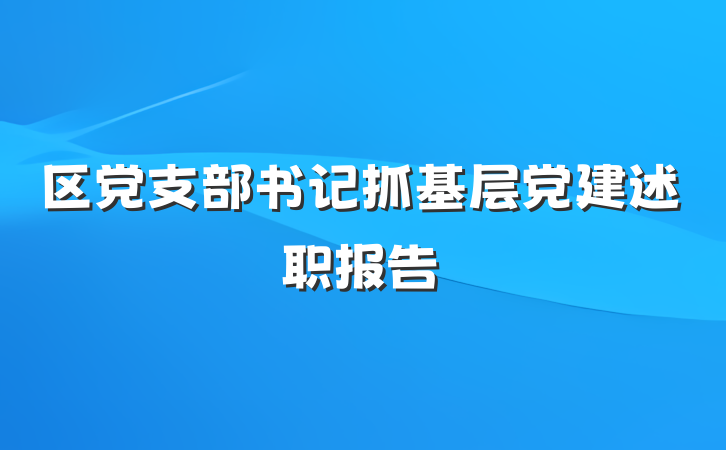 区党支部书记抓基层党建述职报告