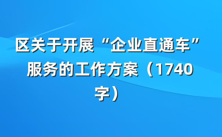 区关于开展“企业直通车”服务的工作方案（1740字）