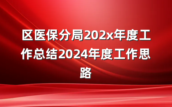 区医保分局202x年度工作总结2024年度工作思路