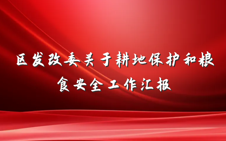 区发改委关于耕地保护和粮食安全工作汇报