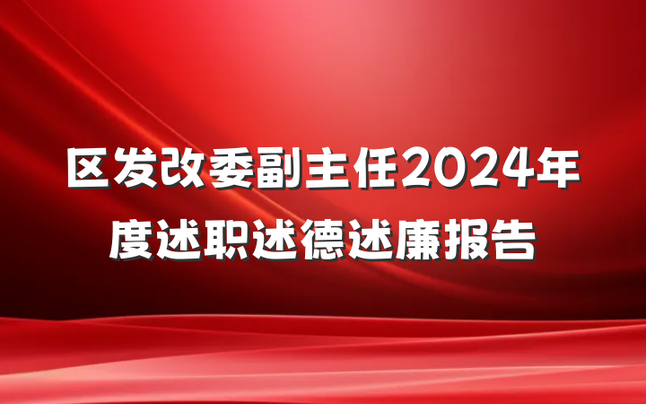 区发改委副主任2024年度述职述德述廉报告