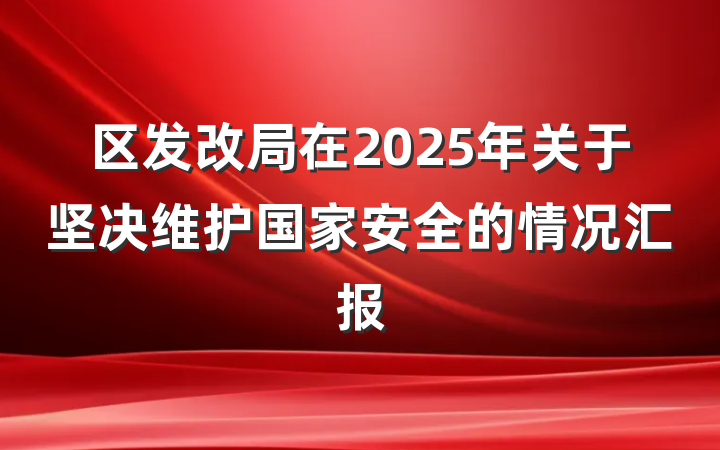 区发改局在2025年关于坚决维护国家安全的情况汇报
